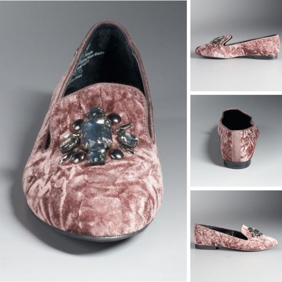 NIB Mauve crushed velvet smoking flats - Picture 7 of 7